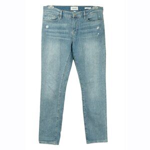 Frame Le Garcon Skinny Jeans Mid Rise Light Wash Organic Cotton Crop Ankle Denim